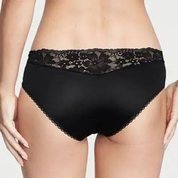 Victorias Secret Body Supersoft Satiny Lace waist Hiphugger panty black Xsmall - Picture 6 of 6